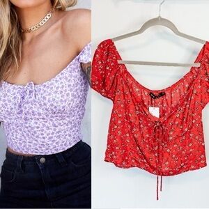 NWT - Motel XL Mazu Falling For You Red Floral Top
